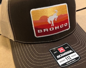 Retro Ford Bronco Patch or Lasered Patch on Richardson 112 Trucker SnapBack cap