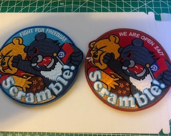 Taiwan Air Force Patch Embroidered Scramble Red and Blue Options available.  Limited Select backing