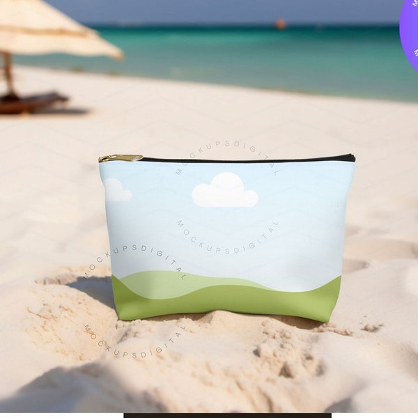 Makeup Pouch Mockup Drag and Drop AOP Pouch Mockup Edit in Canva All Over Print Accessory Pouch AOP Accessory Makeup Bag Makeup Case Summer