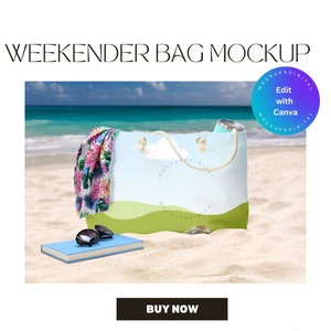 Weekender Bag Edit in Canva Weekender Mockup Weekender Tote Bag Weekender Bag Mock Up Weekender Bag Mock-Up Rope Handle Bag Mockup image 1