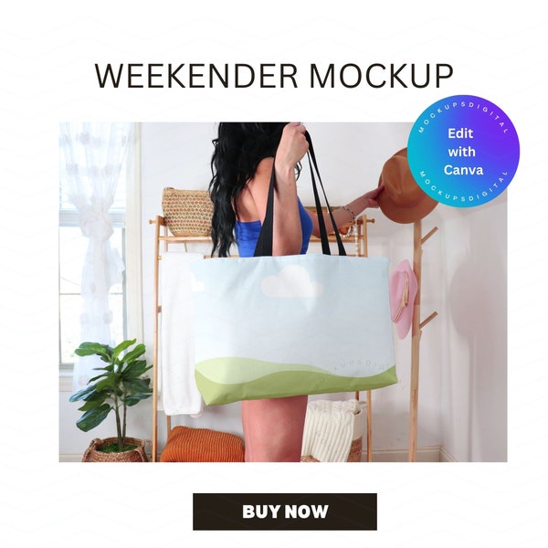 Black Handle Weekender Bag Drag and Drop Canva Editable Weekender Mockup Weekender Tote Bag Weekender Bag Mock Up Weekender Bag Mock-Up
