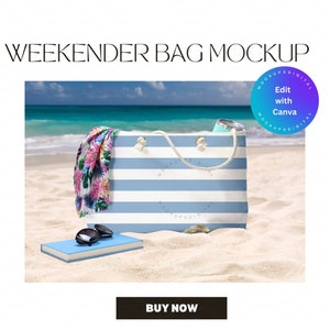 Weekender Bag Edit in Canva Weekender Mockup Weekender Tote Bag Weekender Bag Mock Up Weekender Bag Mock-Up Rope Handle Bag Mockup