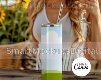 Tumbler Mockup Canva Tumbler Mockup Template Editable in Canva Drag and Drop Skinny Tumbler Mockup Editable Mockup Summer Mockup Drinkware