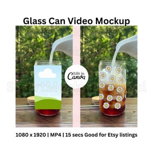 16 oz Glass Can Video Mockup Canva Drag and Drop Glass Can Video Mockup Edit with Canva Beer Can Glass Mockup Glass Mock Up Glass Can Mockup