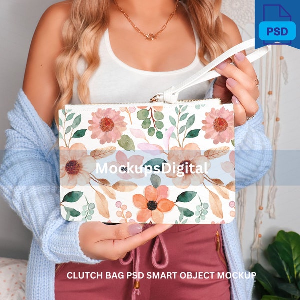 Printify Clutch Bag Mockup Smart Object Mockup PSD Mockup AOP Mockup Makeup Bag Mockup AOP Mock-up Print on Demand Mockup Printify Mockup