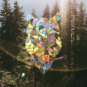 Owl Suncatcher, Owls Window Cling, Rainbow Sun Catcher, Light Catcher Sticker, Bird Window Decal