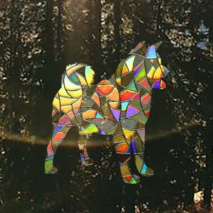 Akita Suncatcher Sticker, Dog Window Decal, Sun Catcher for Car, Akita Inu Ornament