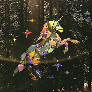 Unicorn Suncatcher, Window Decal Sun Catcher, Car Sticker - Boho Unicorn Wall Art Gifts for Girls