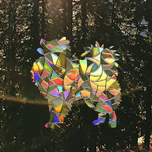 American Eskimo Suncatcher, Dog Window Decal, German Spitz Sticker, Eskie Ornament, Memorial Sun Catcher