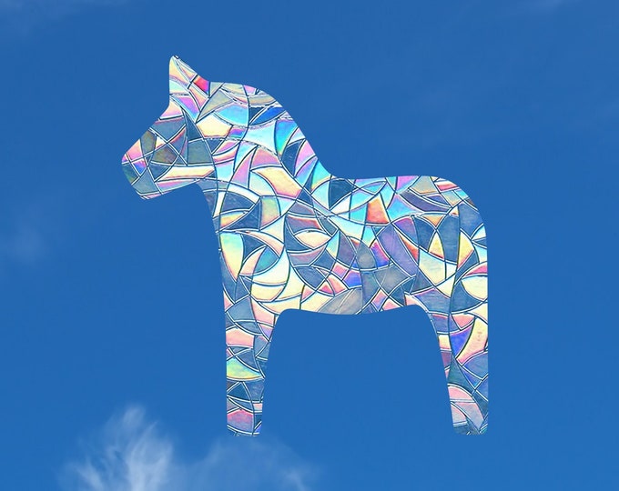 Dala Horse Suncatcher, Window Vinyl Decal, Swedish Gifts for Women, Sun Catcher Sticker