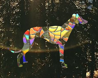 Windhund Suncatcher Aufkleber, Hund Sun Catcher Fenster Cling - Auto Aufkleber, einzigartige Home Ornament Dekor Geschenkidee