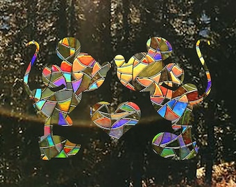 Mickey and Minnie Suncatcher, Sun Catcher Sticker, Mickey Mouse Window Decal, Boho Decorations - Rainbow Maker