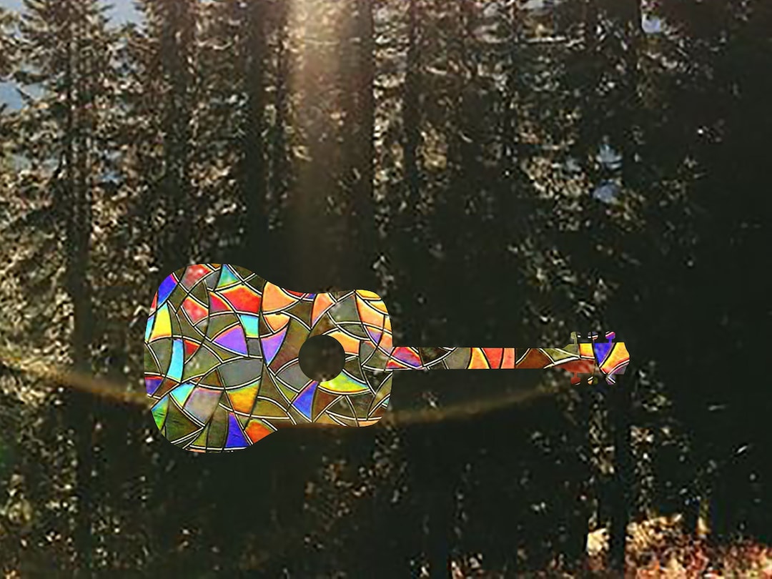 Acoustic Guitar Suncatcher Sticker, Guitar Player Gifts, Window Sun