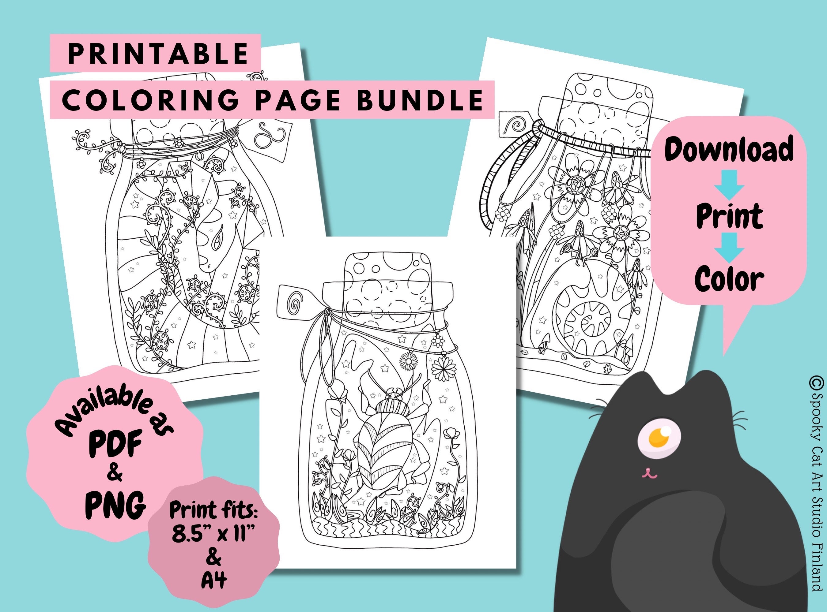 3 Page Perfect Cozy Coloring Bundle of Curiosities - Etsy
