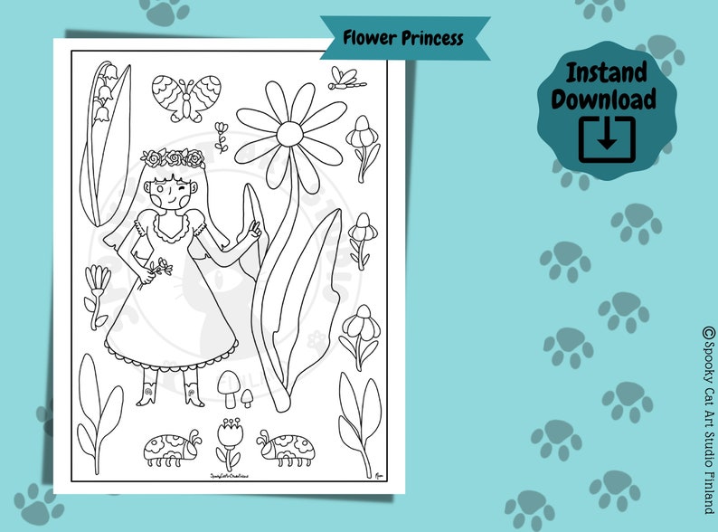 6 Page Whimsical Printable Coloring Illustration Bundle of - Etsy Finland