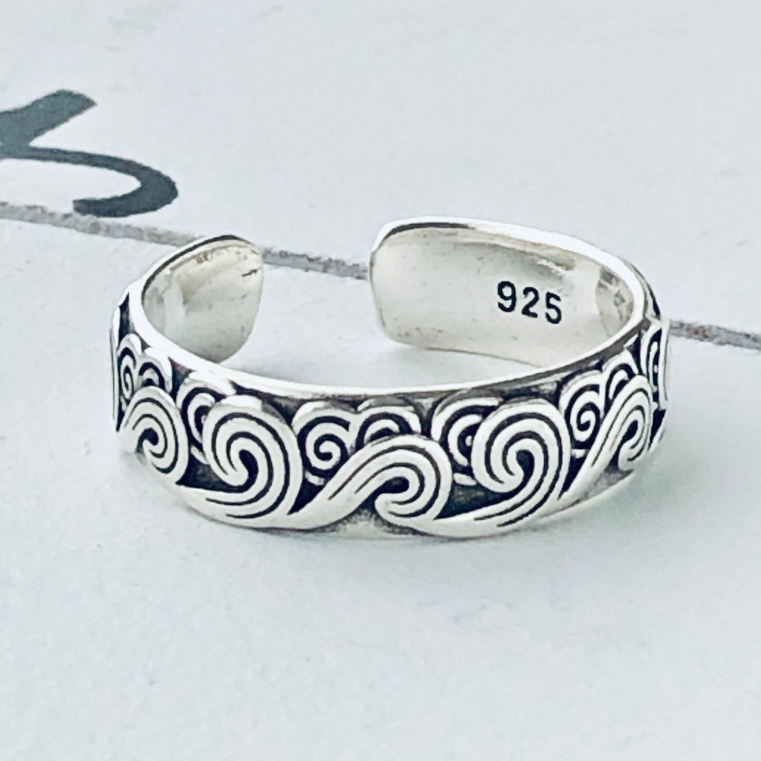 Adjustable Sea Waves Silver Ring for Women,silver Plated Ring,silver