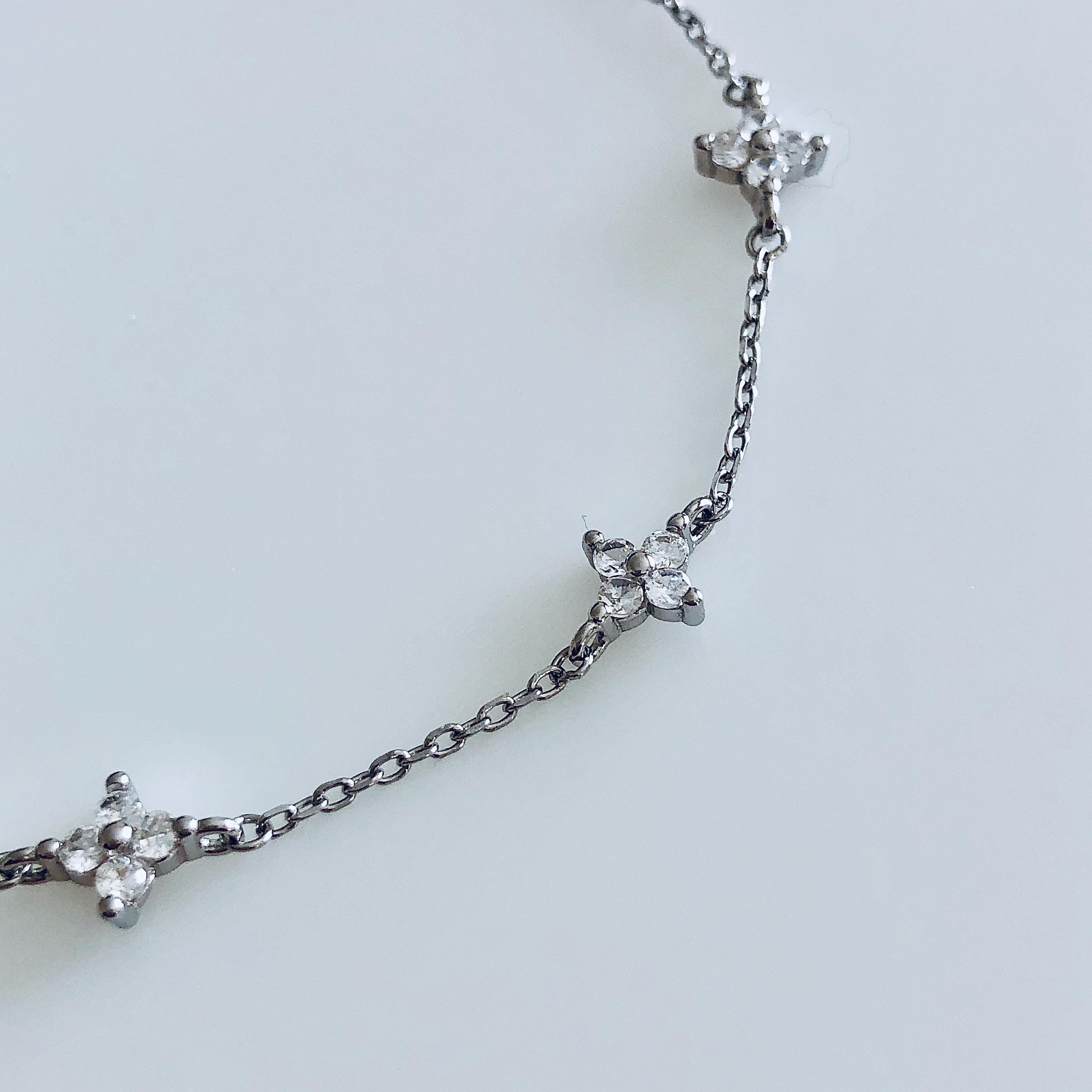 S925 Sterling Silver Four Leaf Clover Chain Link Bracelet-cz S925 Sterling Silver Four Leaf Clover Chain Link Bracelet-cz