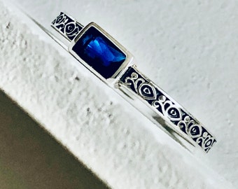 Bague en argent sterling S925, bague en argent délicate pour femme, bague minimaliste, bague en argent réglable, bague de pouce, cadeau pour elle, bague en argent avec pierre bleue