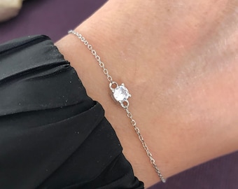 S925 Sterling zilveren armband voor vrouwen-zilveren kettingarmband-zilveren stenen armband-minimalistische minnaararmband-cadeau voor haar-sierlijke armband