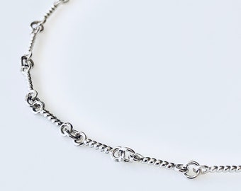 Pulsera de cadena de plata delicada para mujer-pulsera de cadena de plata abierta-pulsera de puño de plata-pulsera de plata de ley-pulsera de amante-regalo para ella