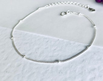 Pulsera de cadena de plata delicada para mujer-pulsera de cadena de plata abierta-pulsera de puño de plata-pulsera de plata de ley-pulsera de amante-regalo para ella