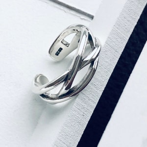 Grosse bague en argent pour femme, bague bohème en argent, bague en argent réglable, bague délicate, bague réglable pour le pouce, bague ouverte, cadeau pour elle, bague pour femme image 8