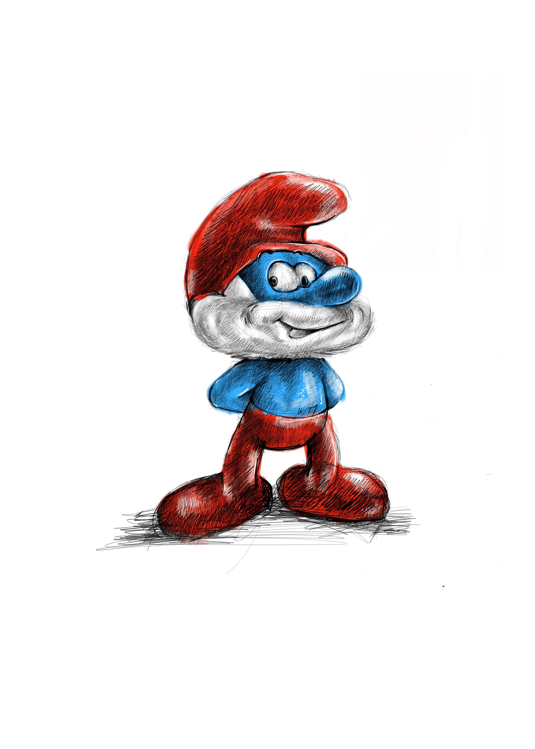 Papa Smurf And Smurfette Drawings