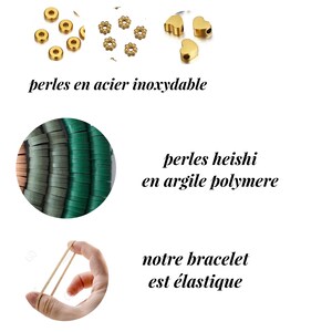 Bracelet en perles heishi personnalisé et en perles acier inoxydable pour femme et homme. image 4