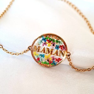 Personalized Mom Bracelet in stainless steel and epoxy resin for women