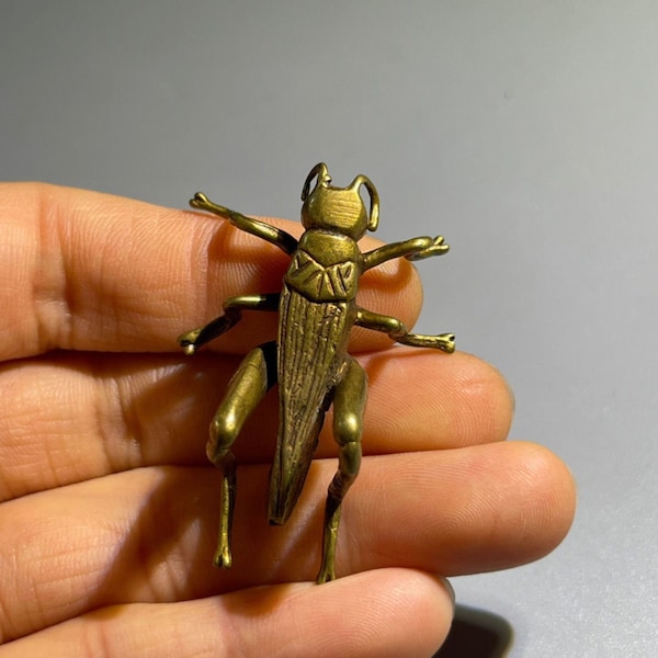 Get 2pcs Handmade Brass Tea Pet Cricket Sculpture / Home Table Craft Ornament
