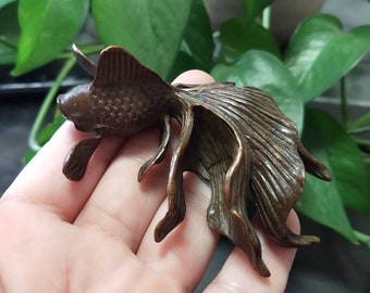 Handmade Retro Solid Red Copper Tea Pet goldfish/Home Office Study Decoration/Animal Sculpture