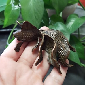 Handmade Retro Solid Red Copper Tea Pet goldfish/Home Office Study Decoration/Animal Sculpture