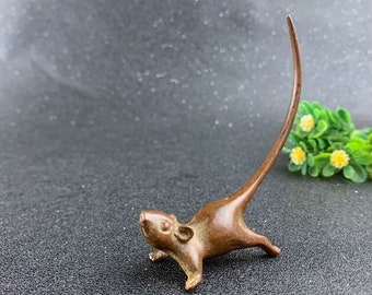 Handmade Retro Solid Red Copper Tea Pet rat/Home Office Study Decoration/Animal Sculpture