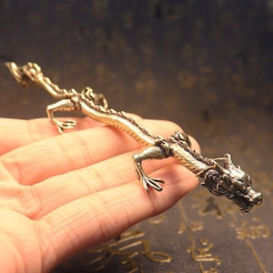 Antique Copper Chinese Zodiac Dragon Desktop Decoration Home Decoration Brass Domineering Dragon Study Paperweight Pen Holder Crafts
