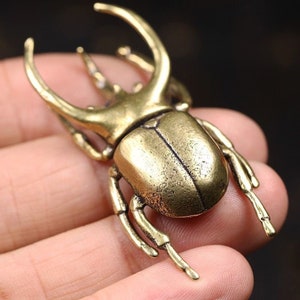 Get 2pcs Solid brass simulation insect tea pet sculpture pure copper creative beetle animal decoration