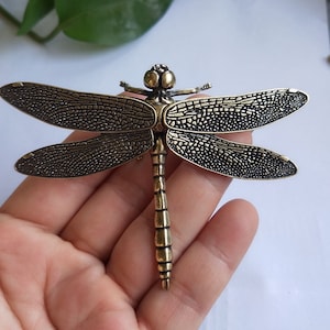 Alas de libélula de cobre puro retro desmontables para ceremonia del té, microtallado, pequeño adorno, tallado de cobre macizo, decoración de mesa para mascotas de té