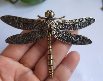 Retro-reines Kupfer Libellenflügel Abnehmbare Teezeremonie Micro-Carving Kleine Verzierung aus massivem Kupfer Carving Tee Haustier Tischdekoration