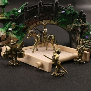 Get 4 pieces of pure copper Journey to the West character identity mini ornaments / small doll bonsai rockery micro landscape accessories