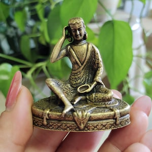 Brass Milarepa Buddha Statue Retro Ornaments Tibetan Buddha Worship Statues Crafts Bronze Statues