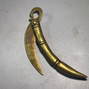 Pure copper old-fashioned bamboo knife crafts pendant gift unbladed knife hanging jewelry copper key chain pendant
