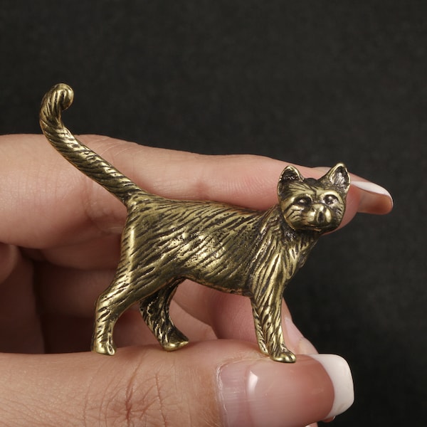 Brass Mini little cat Ornament Animal Tea Pet Office Decoration Handicraft Collection