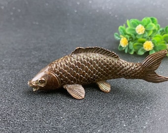 木彫り　鯉　carp fish レトロアンティーク　置物 Antique Japan Bronze Koi Carp Sculpture 1880 Meiji Lost Wax Craft