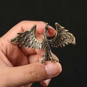 Messingornamente, Aus dem Feuer wiedergeborener Phoenix, antiker Teetisch Haustier, Haustiermetallhandwerk L43