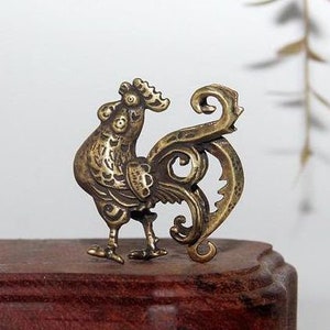 Solid Brass Tea Pet Rooster Sculpture Creative Home Office Study Desktop Decoration Gift