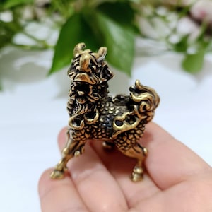 Brass Tea Pet Unicorn Animal Sculpture/Home Desktop Art Decorative Ornament