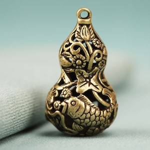 Pure Brass Gourd Pendant Hollow Empty Bottle Keychain Pendant