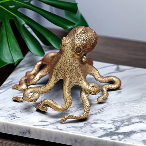 Handgefertigte Messing Oktopus Skulptur/Haus/Arbeitszimmer/Schreibtisch Dekoration