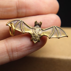 2pcs Handmade Brass mini Bat Keychain Charm/DIY Car Keychain/Backpack Charm