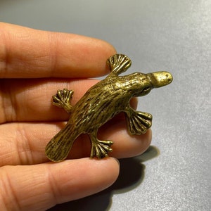 Get 2pcs Pure brass mini platypus solid copper ornaments desk study decoration crafts collection