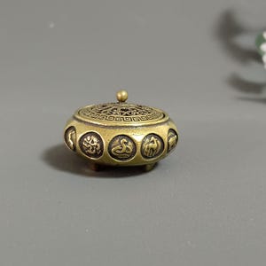 Brass Chinese Zodiac Incense Burner Ornament, Mini Reverse Flow Holder